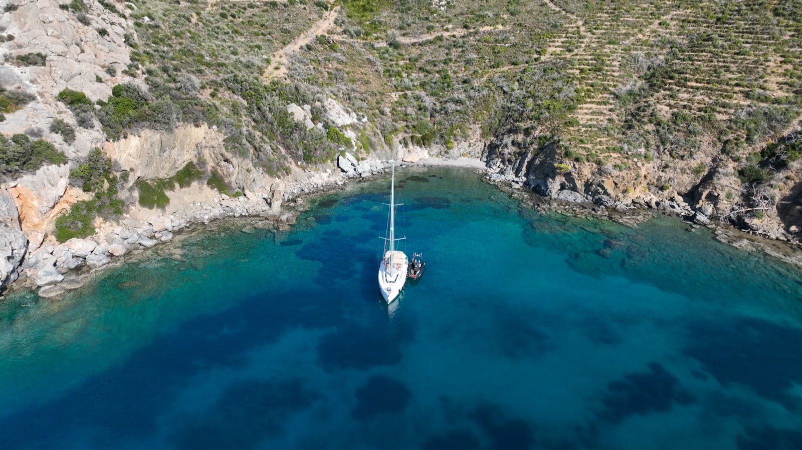 Anchored in a wild cove